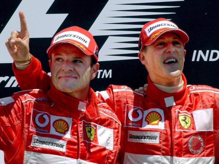 Ρούμπενς Μπαρικέλο και Μίκαελ Σουμάχερ με τα χρώματα της Ferrari