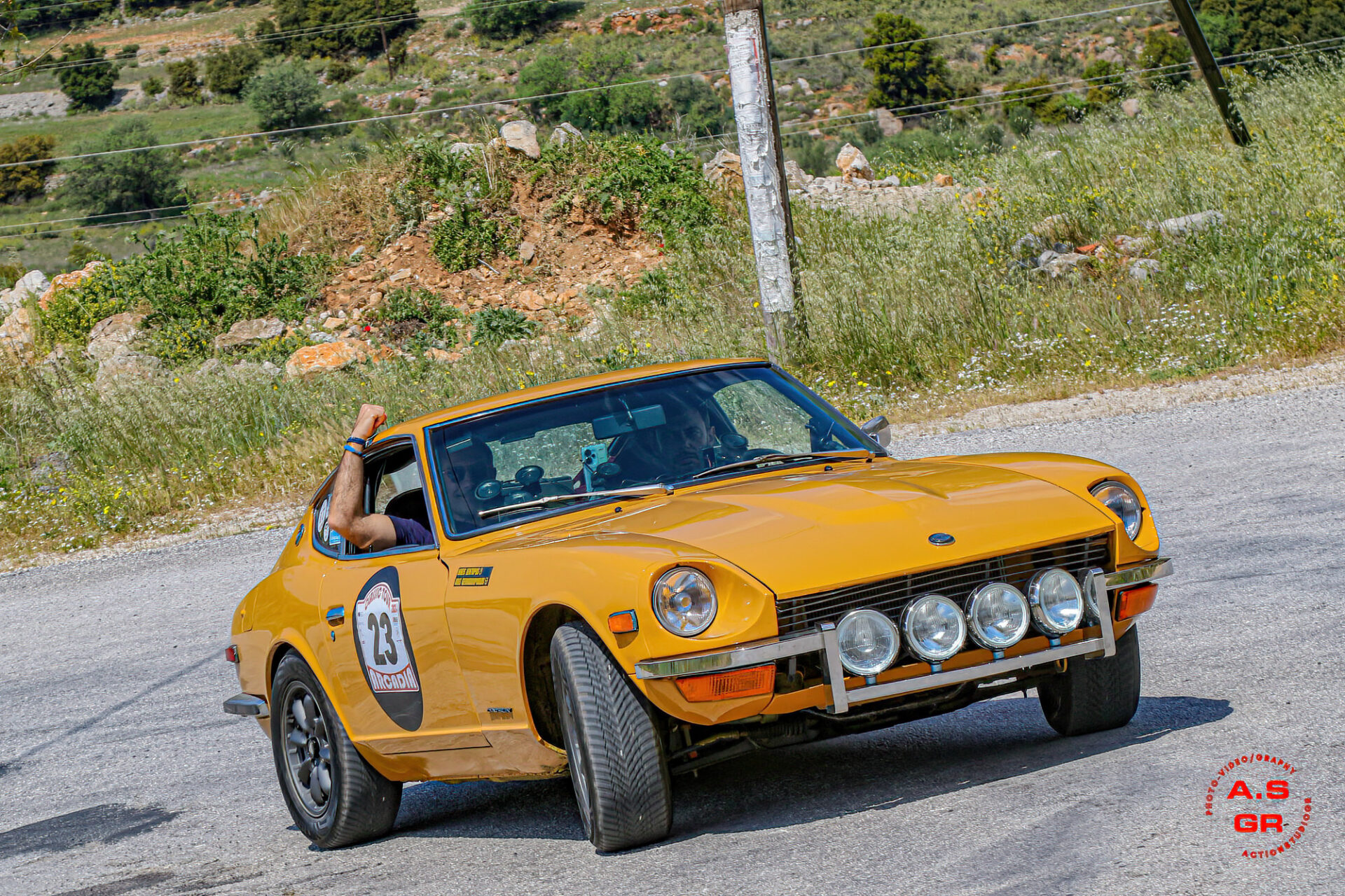 Arcadia Classic Tour, oι δεύτεροι γενικής, Γεωργοσόπουλος-Κοντοπός με το εντυπωσιακό Datsun 240 Z του 1971 